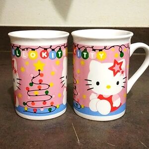 Hello Kitty Sanrio Pink Christmas Tree Mugs Set Of 2
